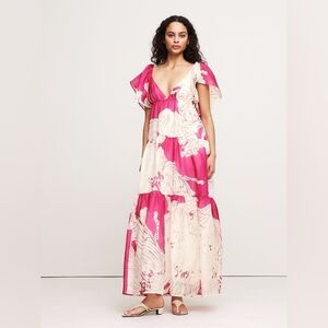 NWT Banana Republic Linen-Silk Tiered Maxi Dress
